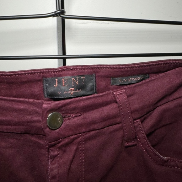 7 for all Mankind Jeans Women's Size 10 Maroon Jen7 Slim Straight Sateen - Picture 3 of 5